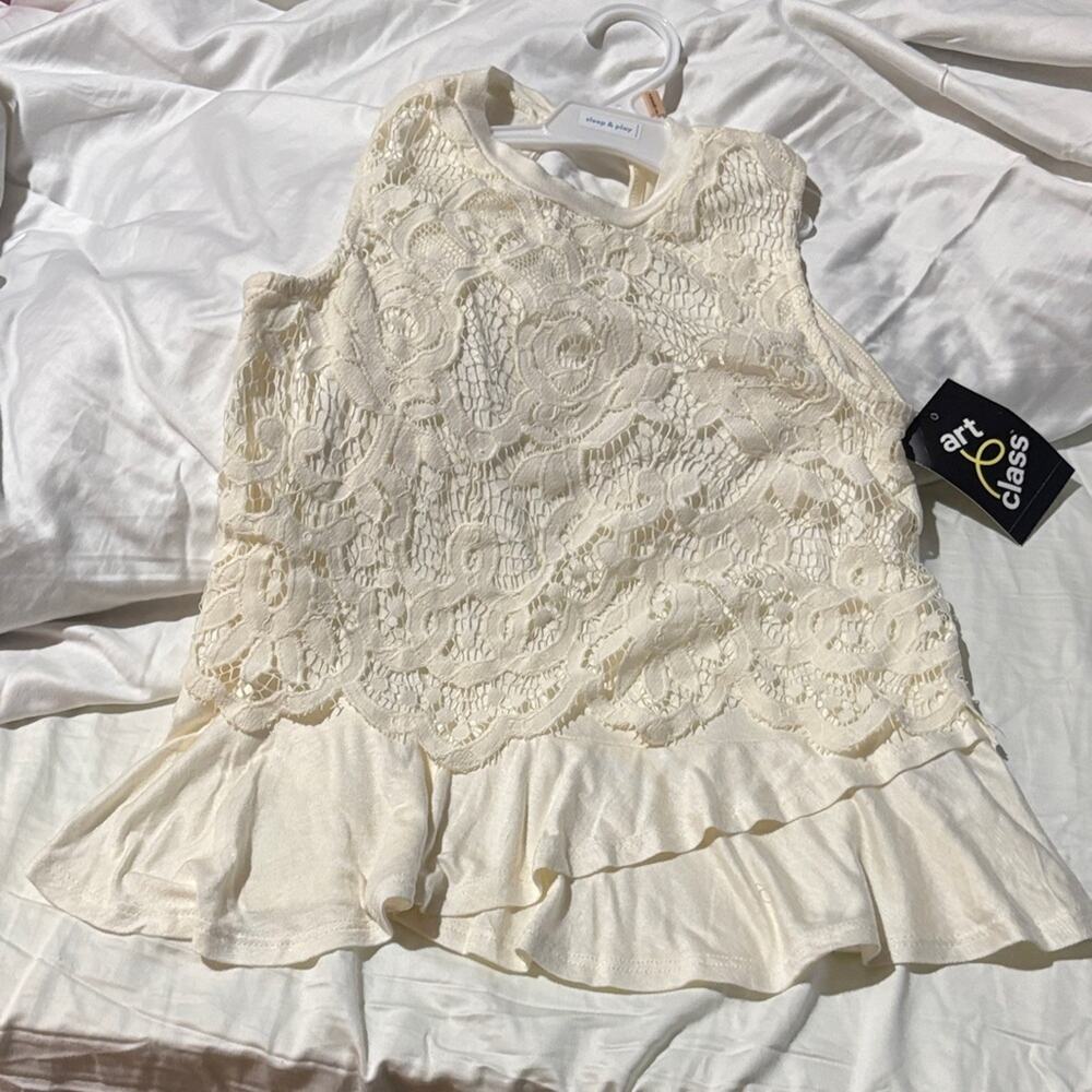 Art Class S 6/6x Ivory Lace Ruffle peplum sleeveless top very soft nwt